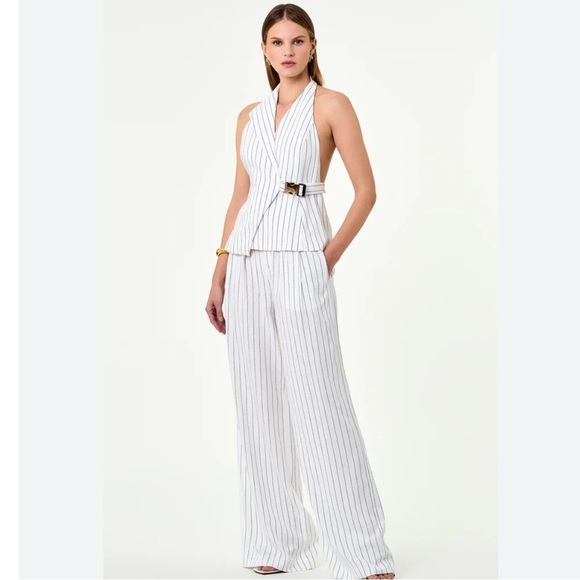 NWT! Nicholas Pinstriped “Dakotah Asymmetrical Halter Neck Vest” Size 4 - Picture 14 of 16